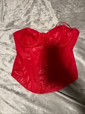 Fashion Nova Red Faux Leather Corset Top